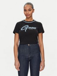 Guess T-Shirt W5GI03 I3Z14 Czarny Regular Fit. Czarne t-shirty Guess, m, z aplikacjami, z bawełny, bez kołnierzyka, bez ramiączek. Za 119.99 zł.