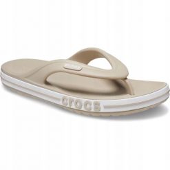 Japonki Dla Dorosłych Crocs Bayaband Flip. Białe klapki Crocs, bez wzorów, z materiału, bez obcasa. Za 119.99 zł.
