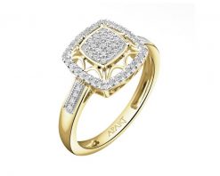 Pierścionek z żółtego złota z diamentami - 0,20 ct - próba 585. Żółte pierścionki Apart, z diamentem, złote. Za 3,590.00 zł.