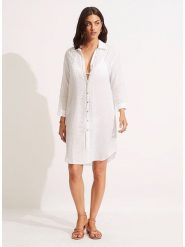 Seafolly Sukienka w kolorze białym rozmiar: XS/S. Białe sukienki Seafolly, s, bez wzorów, z bawełny, bez kołnierzyka, bez ramiączek, midi. Za 126.75 zł.
