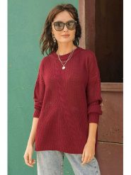 Milan Kiss Sweter w kolorze burgundowym rozmiar: XL. Czerwone swetry Milan Kiss, xl, bez wzorów, bez ramiączek. Za 133.25 zł.