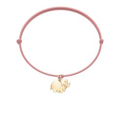 Bransoletka z pozłacanym słonikiem na cienkim różowym sznurku. Czerwone bransoletki Lilou, pozłacane. Za 109.00 zł.