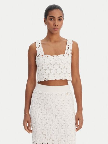 Fracomina Top FR26ST4017K488R6 Écru Regular Fit. Topy Fracomina, s, bez wzorów, z bawełny, bez kołnierzyka, bez ramiączek. Za 369.99 zł.