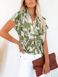 Milan Kiss Bluzka w kolorze oliwkowo-białym rozmiar: L. Białe bluzki Milan Kiss, l, bez wzorów, bez kołnierzyka, bez ramiączek. Za 113.99 zł.