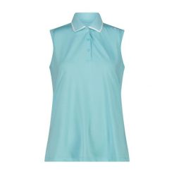 Damska koszulka polo bez rękawów CMP. Niebieskie koszulki polo CMP, na lato, xs, bez wzorów, z tkaniny, bez kołnierzyka, bez ramiączek. Za 163.50 zł.