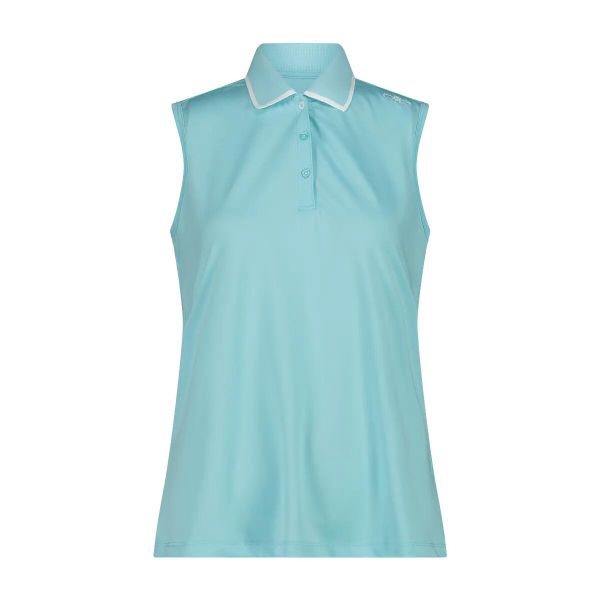 Damska koszulka polo bez rękawów CMP. Niebieskie koszulki polo CMP, na lato, xs, bez wzorów, z tkaniny, bez kołnierzyka, bez ramiączek. Za 162.00 zł.