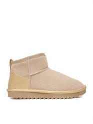 DeeZee Śniegowce DZ-74 BEIGE Beżowy. Brązowe botki DeeZee, bez wzorów, z materiału, bez obcasa, bez zapięcia. Za 189.99 zł.