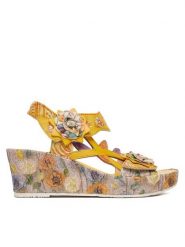 Laura Vita Sandały Facdiao 42 Żółty. Żółte sandały Laura Vita, bez wzorów, ze skóry, bez obcasa, na koturnie, bez zapięcia. Za 449.99 zł.