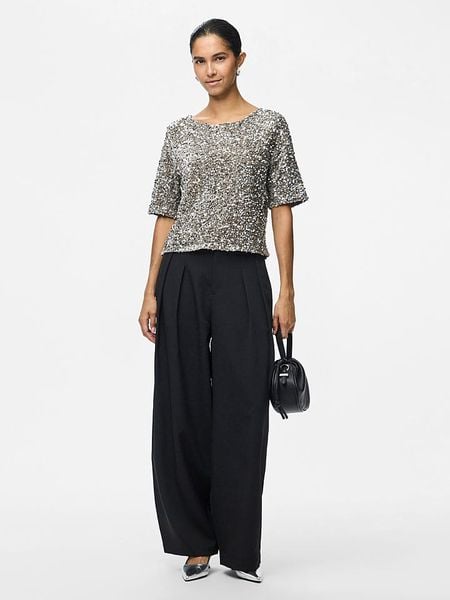 Pieces Top "Kam" w kolorze srebrnym rozmiar: M. Szare topy Pieces, m, bez wzorów, bez kołnierzyka, bez ramiączek. Za 72.95 zł.