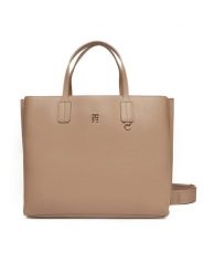 Tommy Hilfiger Torebka Th Distinct Satchel AW0AW17463 Beżowy. Brązowe torebki klasyczne TOMMY HILFIGER, bez wzorów, ze skóry, bez dodatków. Za 749.99 zł.