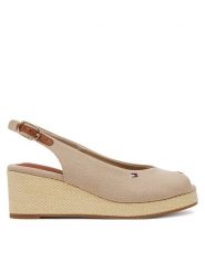 Tommy Hilfiger Sandały Flag Mid Wedge Espad Slingback FW0FW08595 Beżowy. Brązowe sandały TOMMY HILFIGER, bez wzorów, z materiału, bez obcasa, na koturnie, bez zapięcia. Za 299.99 zł.