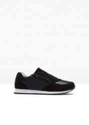 Sneakersy z zamkiem. Czarne obuwie sportowe bonprix, z materiału, bez zapięcia. Za 122.99 zł.