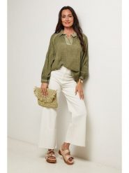 Le Monde du Lin Bluzka w kolorze khaki rozmiar: 34/36. Brązowe bluzki Le Monde du Lin, bez wzorów, z bawełny, bez kołnierzyka, bez ramiączek. Za 121.99 zł.