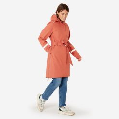 Płaszcz na rower miejski damski Btwin 940 przeciwdeszczowy. Brązowe płaszcze B'TWIN, m, bez wzorów, z tkaniny, bez kaptura. Za 379.99 zł.