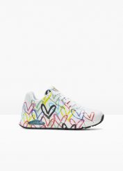 Sneakersy Skechers. Białe obuwie sportowe bonprix, bez zapięcia. Za 399.99 zł.