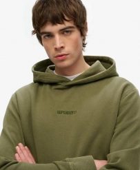 Superdry Micro Logo Hoodie – bluza z kapturem Olive Night Green. Zielone bluzy Superdry, s, bez wzorów, z bawełny, z kapturem. Za 333.70 zł.