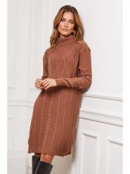 Joséfine Sukienka dzianinowa "Felicidad" w kolorze karmelowym rozmiar: S. Brązowe sukienki Joséfine, na co dzień, s, bez wzorów, z dzianiny, bez kołnierzyka, bez ramiączek, midi, proste. Za 195.99 zł.