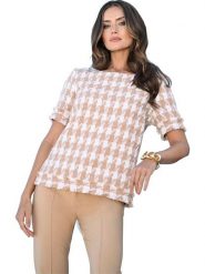 Heine Bluzka w kolorze beżowym rozmiar: 50. Brązowe bluzki Heine, bez wzorów, bez kołnierzyka, bez ramiączek. Za 56.99 zł.