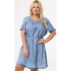 Jasnoniebieska Sukienka Weatherworn. Sukienki Born2be, na co dzień, xl, bez wzorów, bez kołnierzyka, bez ramiączek, mini, proste. Za 59.99 zł.