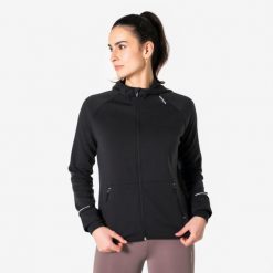 Bluza do biegania damska Kiprun Run 500 Warm ocieplana. Zielone bluzy KIPRUN, na zimę, xl, bez wzorów, z materiału, bez kaptura. Za 119.99 zł.
