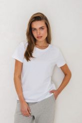 T-SHIRT INGA BIAŁY Z HAFTEM M - Flawless. Białe koszulki sportowe Flawless, bez wzorów, z bawełny, bez ramiączek. Za 219.00 zł.