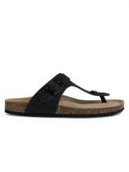 Geox Skórzane japonki "Brionia" w kolorze czarnym rozmiar: 36. Czarne klapki Geox, bez wzorów, z gumy, z otwartym noskiem, bez obcasa. Za 95.69 zł.