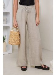 Rodier Lin Lniane spodnie w kolorze beżowym rozmiar: XL/XXL. Brązowe spodnie materiałowe Rodier Lin, xl, bez wzorów, ze lnu. Za 215.95 zł.