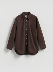 Jeansowa koszula - dark grey jeans. Szare koszule Reserved, l, bez wzorów, z bawełny, bez kołnierzyka, bez ramiączek. Za 159.99 zł.