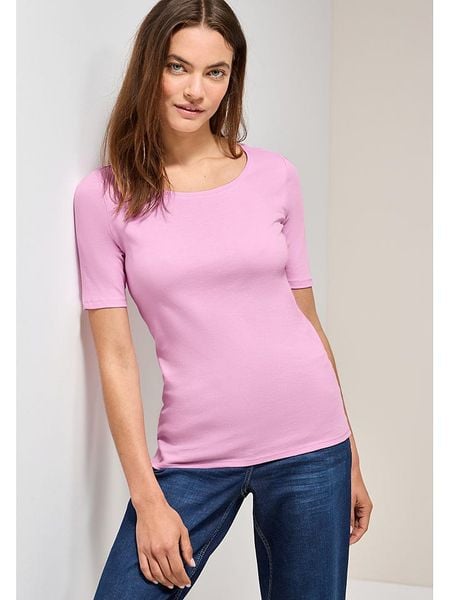 Cecil Koszulka w kolorze jasnoróżowym rozmiar: XL. Różowe bluzki Cecil, xl, bez wzorów, z bawełny, bez kołnierzyka, bez ramiączek. Za 35.02 zł.