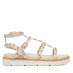 Sandały Patrizia Pepe. Białe sandały Patrizia Pepe, bez wzorów, bez obcasa, na płaskiej podeszwie, bez zapięcia. Za 489.99 zł.