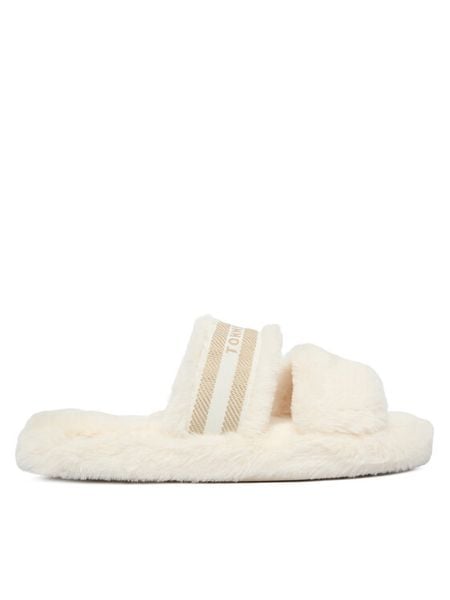Tommy Hilfiger Kapcie Hilfiger Fur Slipper FW0FW08854 Biały. Białe obuwie domowe TOMMY HILFIGER, bez wzorów, z materiału, bez zapięcia. Za 199.99 zł.