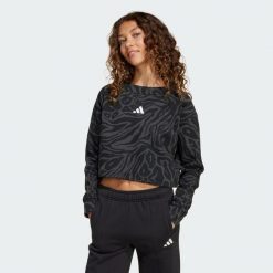 Bluza Future Icons Cropped. Czarne bluzy Adidas, bez wzorów, z polaru, bez kaptura. Za 199.00 zł.