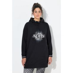 Damskie Długa bluza z kapturem oversize kaptur długi rękaw. Czarne bluzy Ulla Popken, plus size, bez wzorów, z bawełny, z kapturem. Za 239.99 zł.