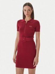 Guess Sukienka dzianinowa V6RK08 Z4642 Bordowy Slim Fit. Czerwone sukienki Guess, xs, z aplikacjami, z dzianiny, bez kołnierzyka, bez ramiączek. Za 569.99 zł.