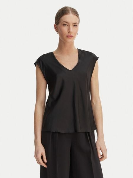 Rinascimento Bluzka CFC0127631003 Czarny Regular Fit. Czarne bluzki Rinascimento, l, bez wzorów, z syntetyku, bez kołnierzyka, bez ramiączek. Za 145.99 zł.