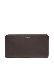 Calvin Klein Portfel Foil Logo Passport Longfold LV04F1205G Brązowy. Brązowe portfele Calvin Klein, bez wzorów, ze skóry. Za 289.99 zł.