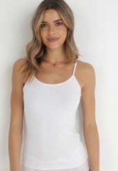 Biały Top Bawełniany Aqealy. Białe topy Born2be, xl, bez wzorów, z bawełny, bez kołnierzyka, bez ramiączek. Za 19.99 zł.