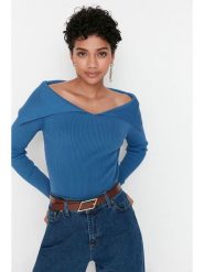 Trendyol Sweter w kolorze niebieskim rozmiar: M. Niebieskie swetry Trendyol, m, bez wzorów, bez ramiączek. Za 52.99 zł.