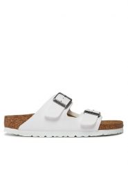 Birkenstock Klapki Arizona Birko-Flor 552683 Biały. Białe klapki Birkenstock, bez wzorów, ze skóry, bez obcasa. Za 289.99 zł.