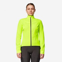 Kurtka rowerowa przeciwdeszczowa damska Van Rysel Racer. Zielone kurtki sportowe VAN RYSEL, xl, bez wzorów, z materiału, bez kaptura, rowerowe. Za 159.99 zł.