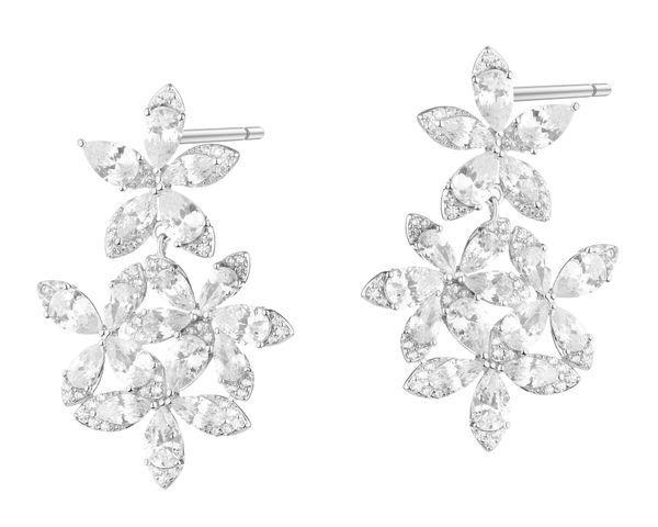 Kolczyki srebrne z cyrkoniami - kwiaty. Szare kolczyki Apart, z cyrkonią, srebrne. Za 399.00 zł.