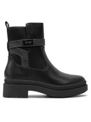Guess Botki Ovelle2 FLTOVE ELE10 Czarny. Czarne botki Guess, z aplikacjami, ze skóry, bez obcasa, na płaskiej podeszwie, bez zapięcia. Za 669.99 zł.