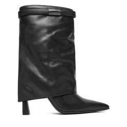 Botki Eva Minge. Czarne botki Eva Minge, bez wzorów, bez obcasa, na szpilce, bez zapięcia. Za 699.99 zł.