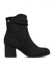 JENNY Botki CEO-WS24340-01 Czarny. Czarne botki Jenny, bez wzorów, z materiału, bez obcasa, na słupku, bez zapięcia. Za 159.99 zł.