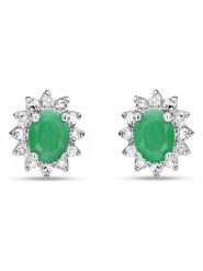 Revoni Złote kolczyki-wkrętki z diamentami i szmaragdami rozmiar: onesize. Szare kolczyki Revoni, z diamentem, złote. Za 1,304.99 zł.