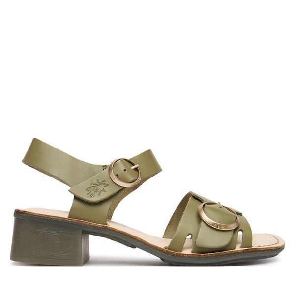 Sandały Fly London. Zielone sandały Fly London, bez wzorów, bez obcasa, na słupku, bez zapięcia. Za 505.99 zł.