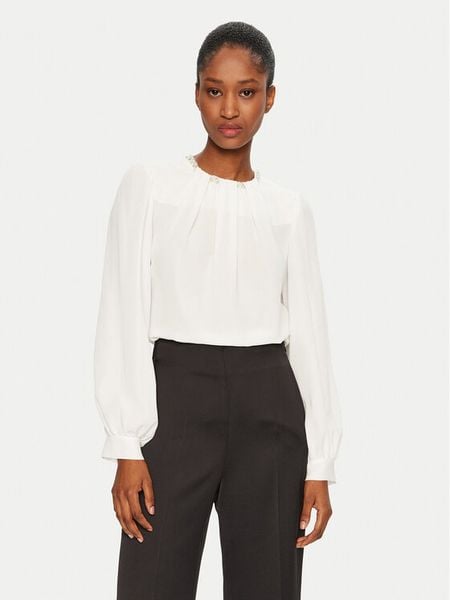 Rinascimento Bluzka CFC0019769002 Biały Regular Fit. Białe bluzki Rinascimento, m, bez wzorów, z syntetyku, bez kołnierzyka, bez ramiączek. Za 239.99 zł.