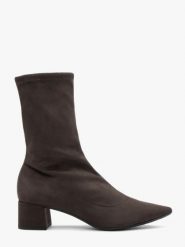 Ciemnobrązowe botki skarpetkowe. Brązowe botki Brawo sp. z o.o., bez wzorów, z tkaniny, bez obcasa, na obcasie, bez zapięcia. Za 379.99 zł.