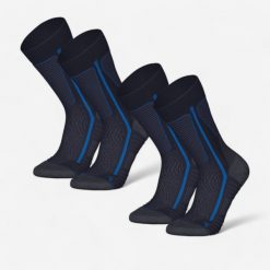 Skarpety turystyczne SH500 Mountain Mid. Niebieskie skarpety QUECHUA, bez wzorów, z elastanu. Za 84.99 zł.