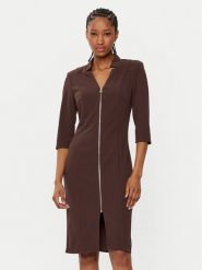 Rinascimento Sukienka koktajlowa CFC0121893003 Brązowy Slim Fit. Brązowe sukienki Rinascimento, xs, bez wzorów, z syntetyku, wizytowe, bez kołnierzyka, bez ramiączek. Za 309.99 zł.